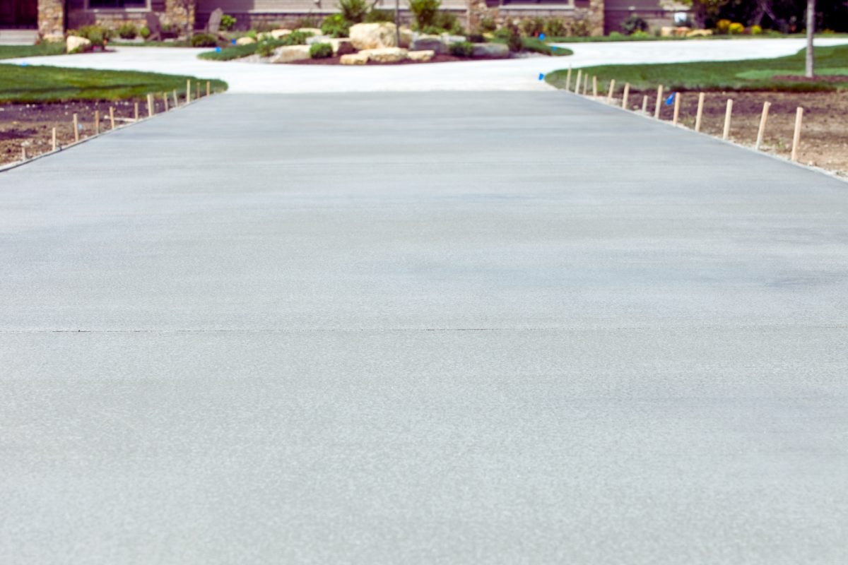 Plain grey broom finished concrete driveway, Rutherford